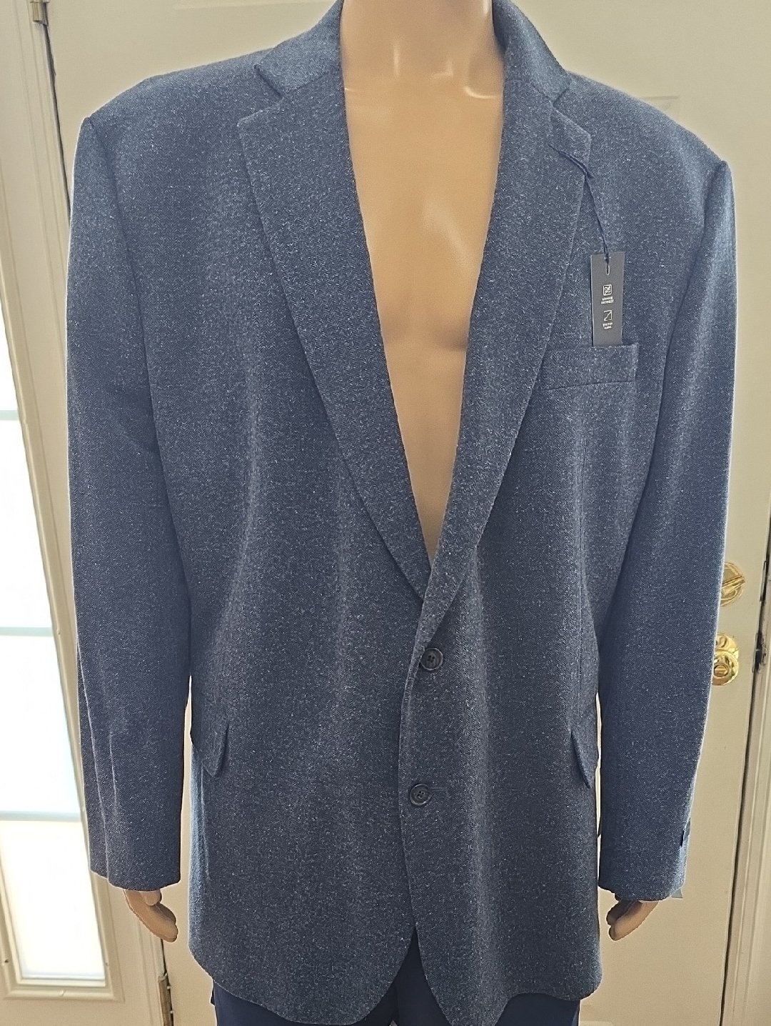 Stafford Brand Mens Big And Tall Blue Sports Coat Jacket Size 58 Regular